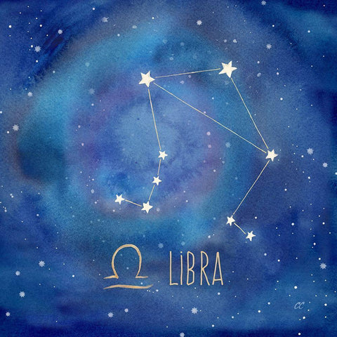 Star Sign Libra Black Ornate Wood Framed Art Print with Double Matting by Coulter, Cynthia