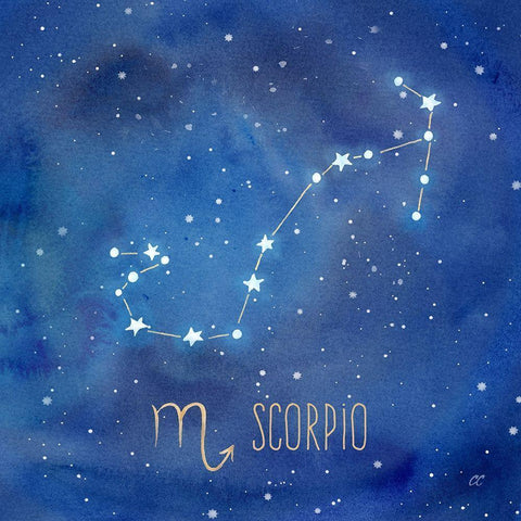 Star Sign Scorpio Gold Ornate Wood Framed Art Print with Double Matting by Coulter, Cynthia