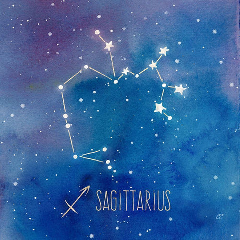 Star Sign Sagittarius Black Modern Wood Framed Art Print with Double Matting by Coulter, Cynthia