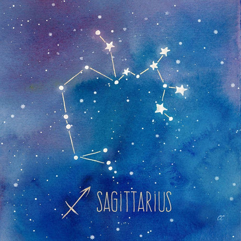 Star Sign Sagittarius White Modern Wood Framed Art Print with Double Matting by Coulter, Cynthia