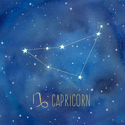 Star Sign Capricorn Black Ornate Wood Framed Art Print with Double Matting by Coulter, Cynthia