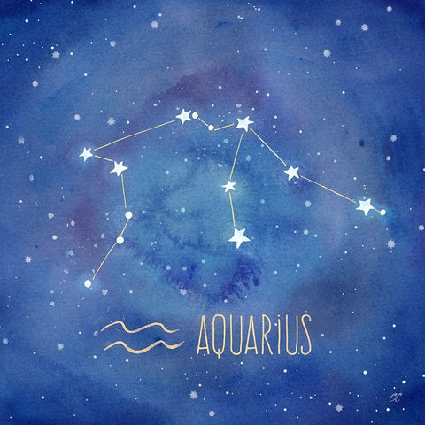 Star Sign Aquarius Black Modern Wood Framed Art Print with Double Matting by Coulter, Cynthia