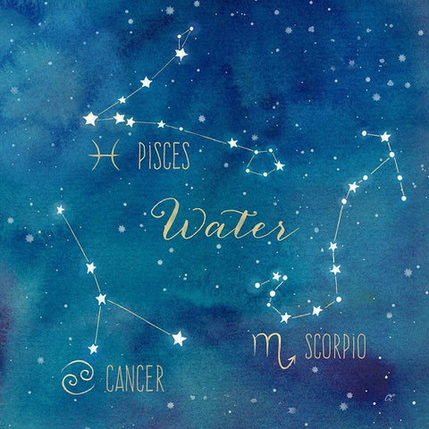 Star Sign Water White Modern Wood Framed Art Print by Coulter, Cynthia