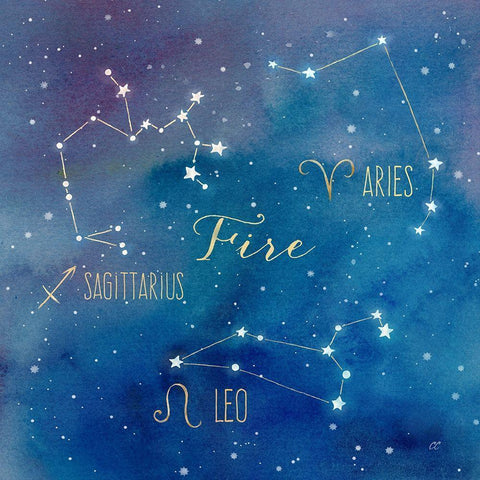 Star Sign Fire White Modern Wood Framed Art Print by Coulter, Cynthia