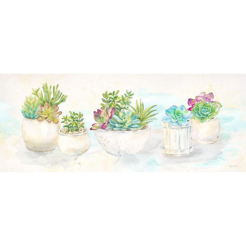 Sweet Succulents Panel White Modern Wood Framed Art Print by Coulter, Cynthia