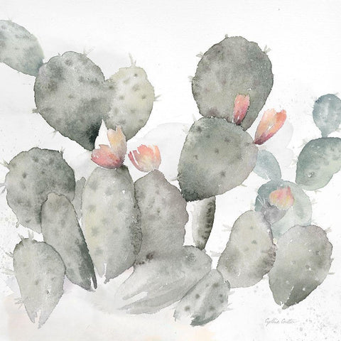 Cactus Garden Gray Blush I White Modern Wood Framed Art Print with Double Matting by Coulter, Cynthia