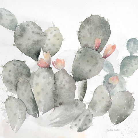 Cactus Garden Gray Blush I White Modern Wood Framed Art Print by Coulter, Cynthia