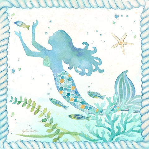 Mermaid Dreams IV White Modern Wood Framed Art Print by Coulter, Cynthia