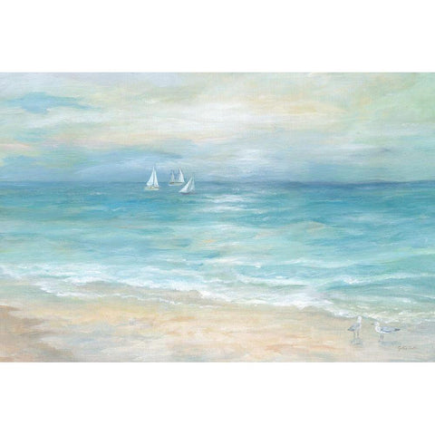 Island Beach Landscape White Modern Wood Framed Art Print by Coulter, Cynthia