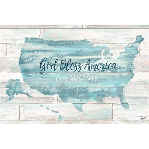 God Bless America USA Map Gold Ornate Wood Framed Art Print with Double Matting by Tre Sorelle Studios