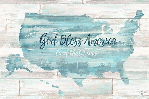 God Bless America USA Map White Modern Wood Framed Art Print with Double Matting by Tre Sorelle Studios