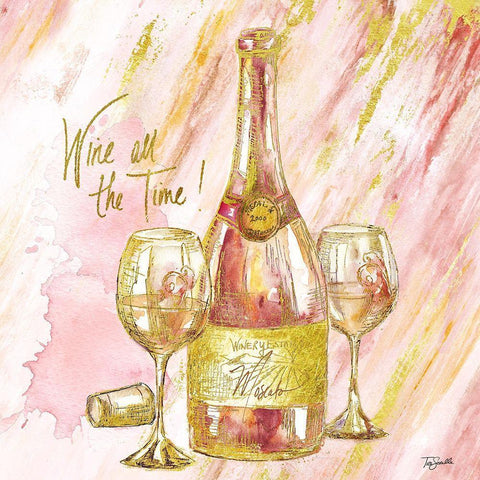 Rose All Day I (Wine All The Time) White Modern Wood Framed Art Print by Tre Sorelle Studios