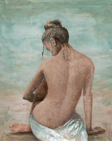 Study of a Woman I (head left) White Modern Wood Framed Art Print with Double Matting by Cusson, Marie Elaine