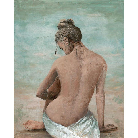 Study of a Woman I (head left) White Modern Wood Framed Art Print by Cusson, Marie Elaine