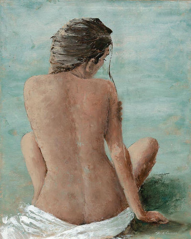 Study of a Woman II (head right) Black Ornate Wood Framed Art Print with Double Matting by Cusson, Marie Elaine