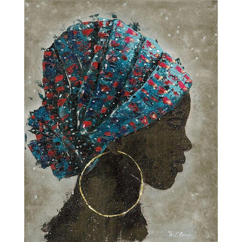 Profile of a Woman I (gold hoop) Black Modern Wood Framed Art Print with Double Matting by Cusson, Marie Elaine
