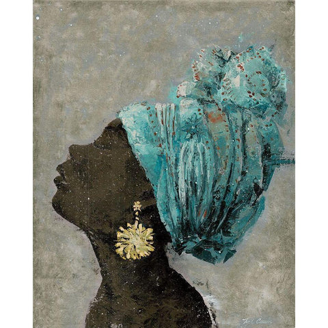 Profile of a Woman II (gold earring) Black Modern Wood Framed Art Print with Double Matting by Cusson, Marie Elaine