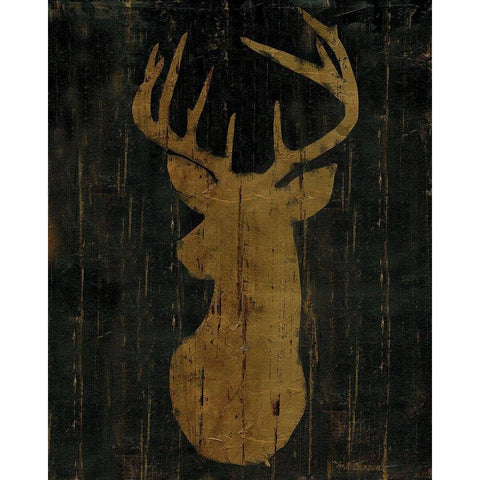 Rustic Lodge Animals Deer Head Gold Ornate Wood Framed Art Print with Double Matting by Cusson, Marie Elaine