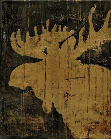 Rustic Lodge Animals Moose White Modern Wood Framed Art Print with Double Matting by Cusson, Marie Elaine