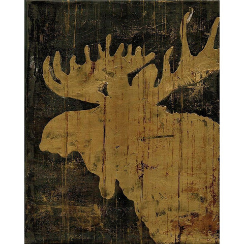Rustic Lodge Animals Moose Gold Ornate Wood Framed Art Print with Double Matting by Cusson, Marie Elaine