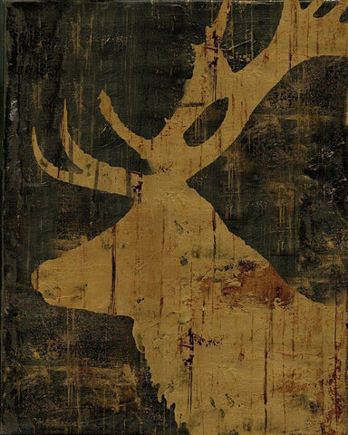 Rustic Lodge Animals Deer Black Ornate Wood Framed Art Print with Double Matting by Cusson, Marie Elaine