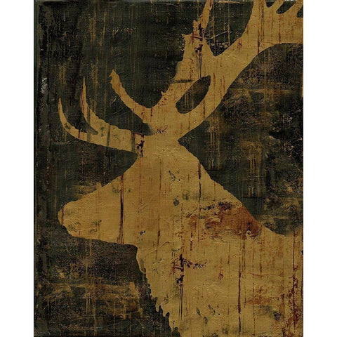 Rustic Lodge Animals Deer Black Modern Wood Framed Art Print by Cusson, Marie Elaine