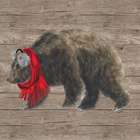 Warm in the Wilderness Bear Black Modern Wood Framed Art Print by Reed, Tara