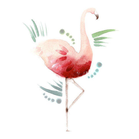 Tropical Icons Flamingo White Modern Wood Framed Art Print by Northern Lights