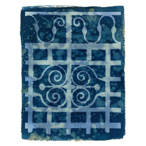 Wrought Iron Cyanotype III Black Modern Wood Framed Art Print by Green, Nancy