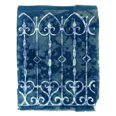 Wrought Iron Cyanotype IV Black Modern Wood Framed Art Print by Green, Nancy