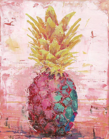 Painted Pineapple I Black Ornate Wood Framed Art Print with Double Matting by Cusson, Marie-Elaine