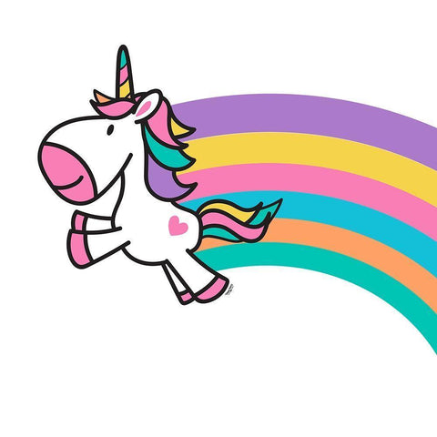 Happy Unicorn Trio III- white White Modern Wood Framed Art Print with Double Matting by Reed, Tara