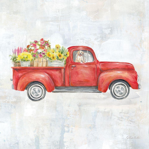 Vintage Red Truck White Modern Wood Framed Art Print by Coulter, Cynthia