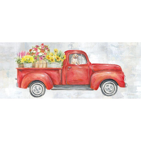 Vintage Red Truck Panel Black Modern Wood Framed Art Print with Double Matting by Coulter, Cynthia