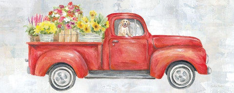 Vintage Red Truck Panel White Modern Wood Framed Art Print with Double Matting by Coulter, Cynthia