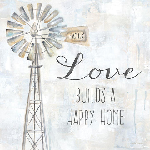 Windmill Love Sentiment White Modern Wood Framed Art Print with Double Matting by Coulter, Cynthia