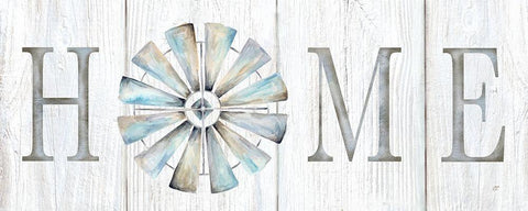 Windmill Home Sign Panel White Modern Wood Framed Art Print with Double Matting by Coulter, Cynthia