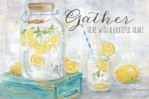 Gather Here Country Lemons Landscape Black Ornate Wood Framed Art Print with Double Matting by Coulter, Cynthia