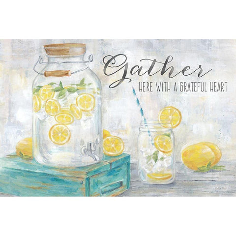 Gather Here Country Lemons Landscape White Modern Wood Framed Art Print by Coulter, Cynthia