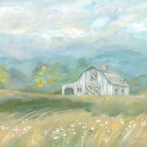 Country Meadow Farmhouse White Modern Wood Framed Art Print by Coulter, Cynthia