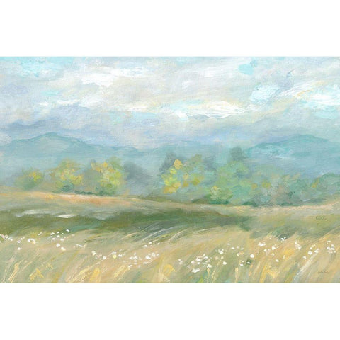 Country Meadow Landscape White Modern Wood Framed Art Print by Coulter, Cynthia