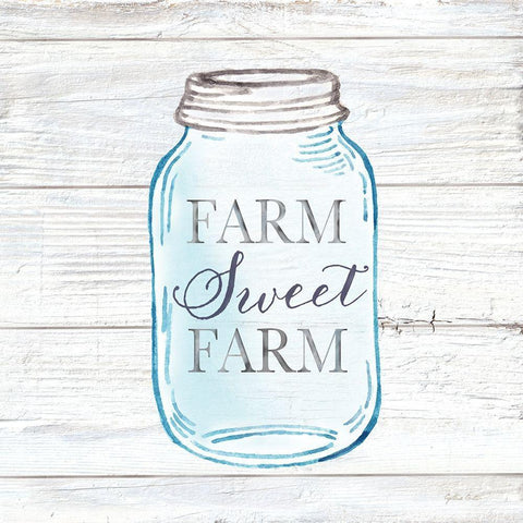 Farmhouse Stamp Mason Jar White Modern Wood Framed Art Print by Coulter, Cynthia