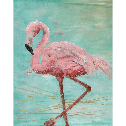 Pink Flamingo II Black Modern Wood Framed Art Print by Cusson, Marie-Elaine