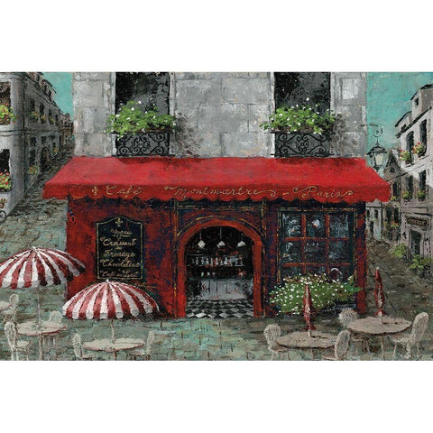 CafÃ© Monmartre White Modern Wood Framed Art Print by Cusson, Marie-Elaine