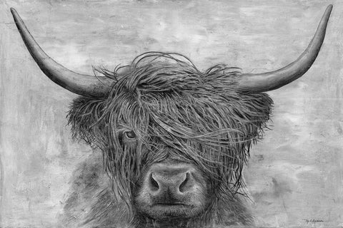 Norwegian Bison White Modern Wood Framed Art Print with Double Matting by Cusson, Marie-Elaine