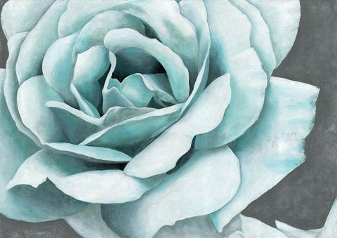 Rose Bloom White Modern Wood Framed Art Print with Double Matting by Cusson, Marie-Elaine