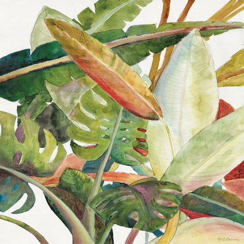 Tropical Lush Garden Square II Black Modern Wood Framed Art Print by Cusson, Marie-Elaine