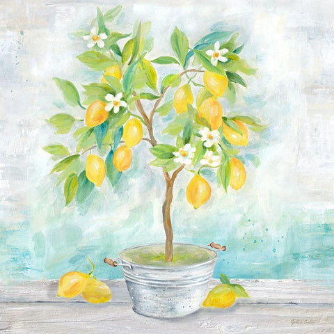 Country Lemon Tree White Modern Wood Framed Art Print with Double Matting by Coulter, Cynthia