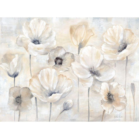 Gray Poppy Garden Landscape White Modern Wood Framed Art Print by Coulter, Cynthia