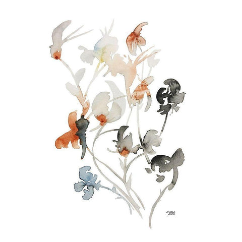 Watercolor Botanical I Black Modern Wood Framed Art Print with Double Matting by Bijou, Andrea